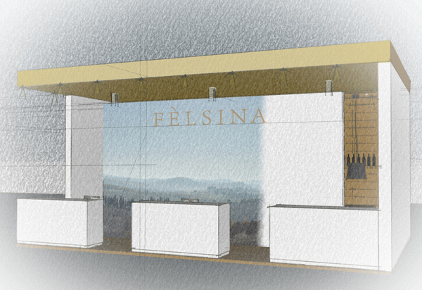 Booth design e visual identity vini Felsina